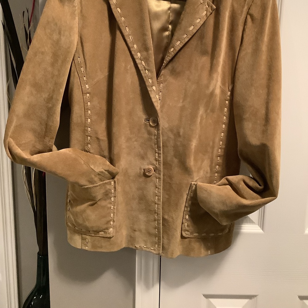 Detailed Cruze, Suede Leather Jacket,  Tan colour, Size M